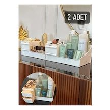 2 Adet Rose Makyaj Organizer - Çekmeceli Katlı Kozmetik Parfüm Kr