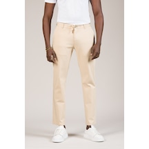 Akçaylar Regular Fit Beli İplikli Ve Lastikli Likralı Pamuklu Yazlık Jogger Pantolon Krem