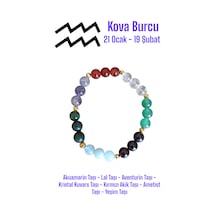 Kova Burcu Bilekliği Ay Taşı, Ametist, Akuamarin Taşı, Lal Taşı, Aventurin, Kristal Kuvars, Yeşim Kova Burcu Bilekliği Kova Burcu Bilekliği
