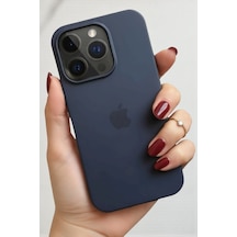 Iphone 15 Pro Max Uyumlu Kılıf Logolu Lansman Soft Içi Kadife Silikon Kapak Lacivert