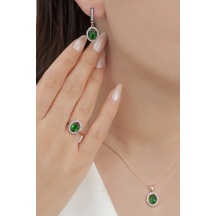 Agakulche Oval Tasarım Gümüş Takı Seti Kalemli S102-ey 925