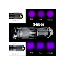 Uv Mor Işıklı El Feneri - Para Kontrol Bakteri Krımınal Işık Siyah