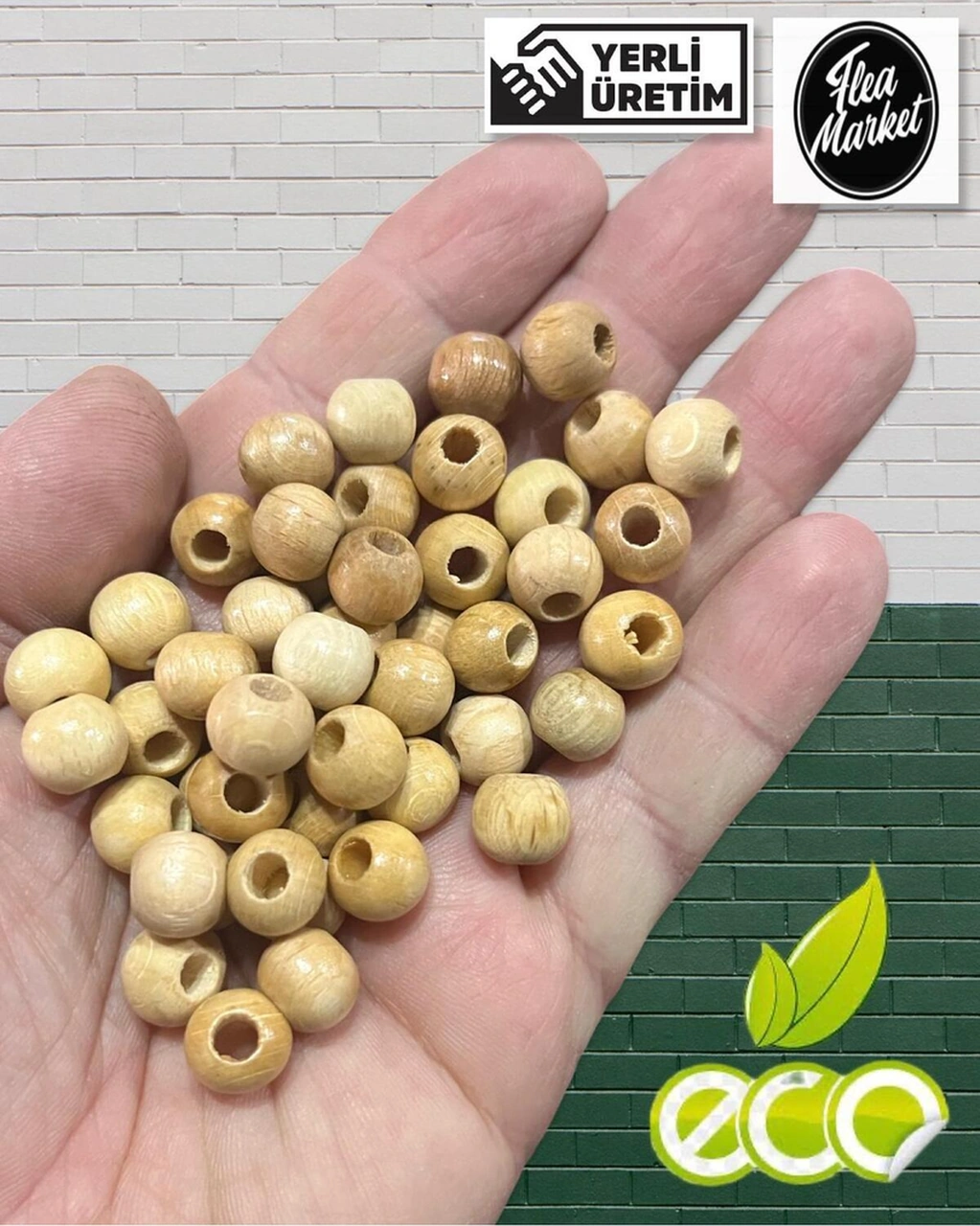 Ekonomik Paket 1 Kilo 10mm Ahşap Boncuk - Vernikli - Ort - 2500-3000 Adet