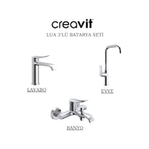 Creavit Lua Lavabo Banyo Eviye Bataryası 3'lü Set LU1500-LU2500-LU8500 Krom