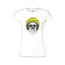 Kurukafa - Helmet Beyaz Kadın Tshirt 001