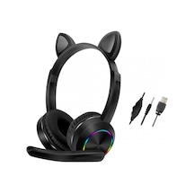Karler Bass Akz020 Kafa Üstü Işıklı Kedi Kulaklık Siyah