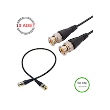 Bnc Kablo Erkek-erkek Hazır Uçlu 0.5 Mt - Siyah Cctv Görüntü Sinyal Kablosu - 10 Adet