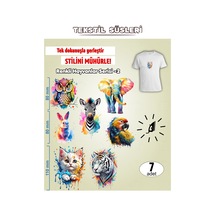 Ütü İle Yapışan Kıyafet Etiketi Renkli Hayvanlar Serisi -2 7li Set Karışık