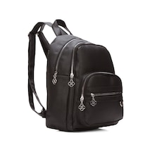 Kadın Günlük Deri Siyah Sırt Çantası Siyah