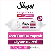 Sleepy Easy Clean Lilyum Buketi Yüzey Temizlik Havlusu Mendili 6x100 (600 Yaprak)