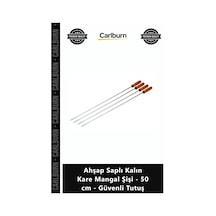 Özel Üretim Metal Çelik Ciğer Kebap Şişi Ahşap Saplı Kalın Kare Mangal Şişi 50 Cm Güvenli Tutuş