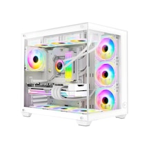 Gametech Prime V2 RGB Tuş Kontrollü 7x120 MM Fan Oyuncu Bilgisayar Kasası Beyaz