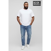 Süperlife Büyük Beden Erkek Basic Tişört Pamuklu Düz T-shirt 3xl-6xl Spr26bts10 Beyaz