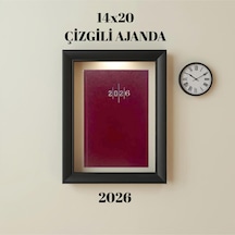 2026 Ajanda 14x20 Çizgili Bordo Bordo