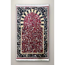 Ravza Desenli Bordo Namaz Seccadesi, Bambu Yüzey Pamuk Dokuma Taban