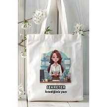 Art Hediye Sekreter Baskılı Bez Omuz Çantası Kişiye Özel Model 3 Çok Renkli