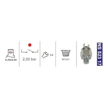 Kapı İkaz Müşiri-unıversal-hava Basınç Müşiri 2,0 Bar M10x1 Normalde Açık Otoyol/ıveco 0000719780 - Ns52317