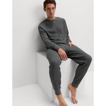 Marks & Spencer Saf Pamuklu Waffle Pijama Altı T07003567 Gri