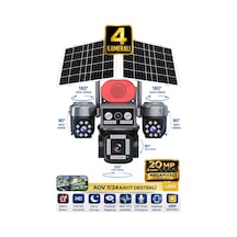 Sw440 4 Kameralı 20mp 5g Sim Kartlı Ptz Güvenlik Kamerası Çift Solar Panelli Güneş Enerjili Kamera