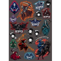 Ölüm Meleği Sticker Set 2 18 Parça Telefon, Tablet, Defter, Laptop Sticker