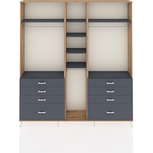 Arges Dolap 8 Raflı 8 Çekmeceli 3 Askılı 220x30x243 Çam-antrasit/antrasit Antrasıt/antrasıt