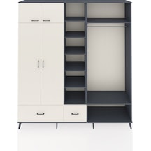 Hyperion Dolap 12 Raflı 2 Çekmeceli 2 Askılı 220x44x243 Antrasit-aytaşı/aytaşı Aytası/aytası