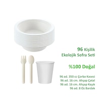 Ekolojik 96 Kişilik Çorba Parti Piknik Sofra Sunum Seti - Çorba Kasesi Bardak Çatal Kaşık Takımı