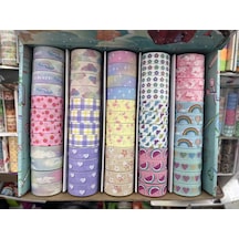 Renkli Desenli Dekoratif Kağıt Bant 6'lı Set 6