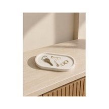 Dekoratif Oval Tepsi Takı, Anahtar Ve Aksesuar Düzenleyici 17,5 X 8 Cm Beyaz - 910555067 Beyaz - 910555067