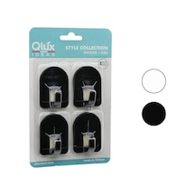Qlux L-00950 4pcs Dome Askı No-2 Kubbeli - Siyah - Beyaz - Plastik Askı Yapışkanlı Montaj Çok Renkli