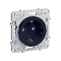 Schneider Odace Antrasit Topraklı Priz Modül + Kapak