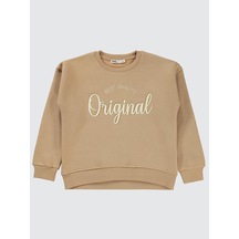 Civil Girls Original Nakışlı 10-13 Yaş Sweatshirt - Bej Yulaf Sütü