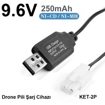 Drone Pili Usb Şarj Cihazı Ket-2p Fiş Güç Adaptörü 9.6v 250mah Çıkış Garantili