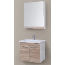 80 Cm Lik Seramik Evye Mdf Banyo Dolabı Suntalam Sis Gri