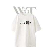Thewert One Life Gothic Tasarım Baskılı Ünisex Beyaz Oversize T-shirt