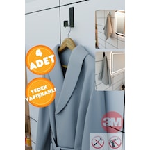 Siyah 4'lü Yapışkanlı Askılık Kapı Arkası Bornoz Askısı Banyo Mutfak Havlu Askısı Mt75sd Metal Siyah Diğer