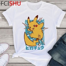 Noıssey Kırmızı Etiket Gala Pikaçu Pokemon Anime T-shirt Model472 17005 Beyaz