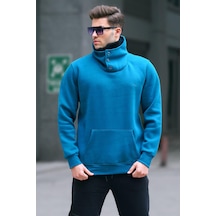 Madmext Petrol Mavisi Yaka Detaylı Erkek Sweatshirt 4411-petrol Mavisi Petrol Mavisi