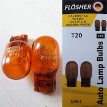 12v Tek Duy 93 Tipi Sarı 21w Dipsiz  Amber Cam T20 Ampul 2 Ad