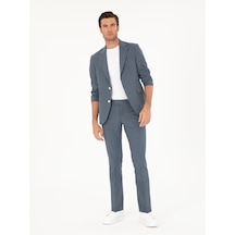 Cacharel İndigo Slim Fit Yün Karışımlı Takım Elbise Mavi