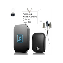 Pilsiz Led Li Modern Kablosuz Kapı Zili - 1 Zil Alıcısı 1 Kapı Butonu 300m Menzil / 60 Melodi / 5 S