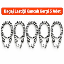 Bagaj Lastiği Kancalı Gergi 5 Adet / 2 Metre / Beyaz-siyah Renk Beyaz - Siyah
