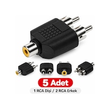 5 Adet Rca 1 Dişi 2 Erkek Y Splitter Çoklayıcı Ses Video Dönüştürücü Adaptör