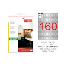 Tanex Tw-2280 22X12MM Gümüş Lazer Etiket 4000'li