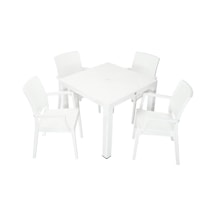 Luna Elit Rattan 90x90 Elit Koltuk Masa Takımı Beyaz