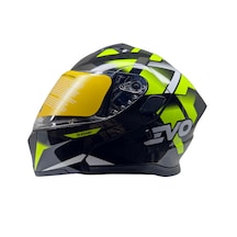 Kask Evo Vizörlü Çeneden Açılır Metalik Siyah- Sarı Siyah - Sarı