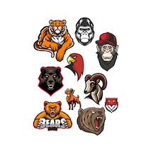 Agresif Hayvanlar Sticker Set-2 10 Parça Telefon, Tablet, Defter, Laptop Sticker