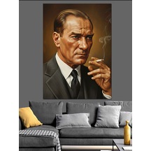 Ahşap Tablo Sigara İçen Atatürk Portresi