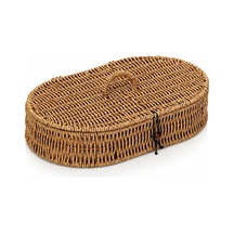 Kapaklı Rattan Oval Organizer Sepet Hasır Saklama Kutusu Çok Amaçlı Dekoratif Düzenleyici Kapaklı Organizer Diğer
