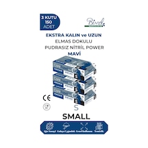 Nitril Mavi Power Pudrasız Muayene Eldiveni S- 3 Paket 50 Li